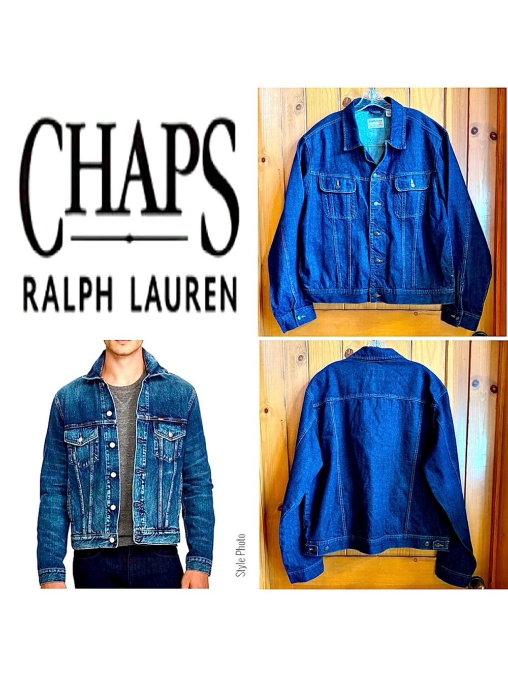 Ralph Lauren Chaps Denim Men’s Classic Trucker Jacket 100% Cotton (XXL)